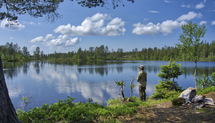 Fiske i De Pene Tjerna i Finnemarka.