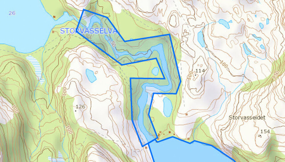 FIskekortet fra Statskog gjelder for Storvasselva, som vist på kartet.