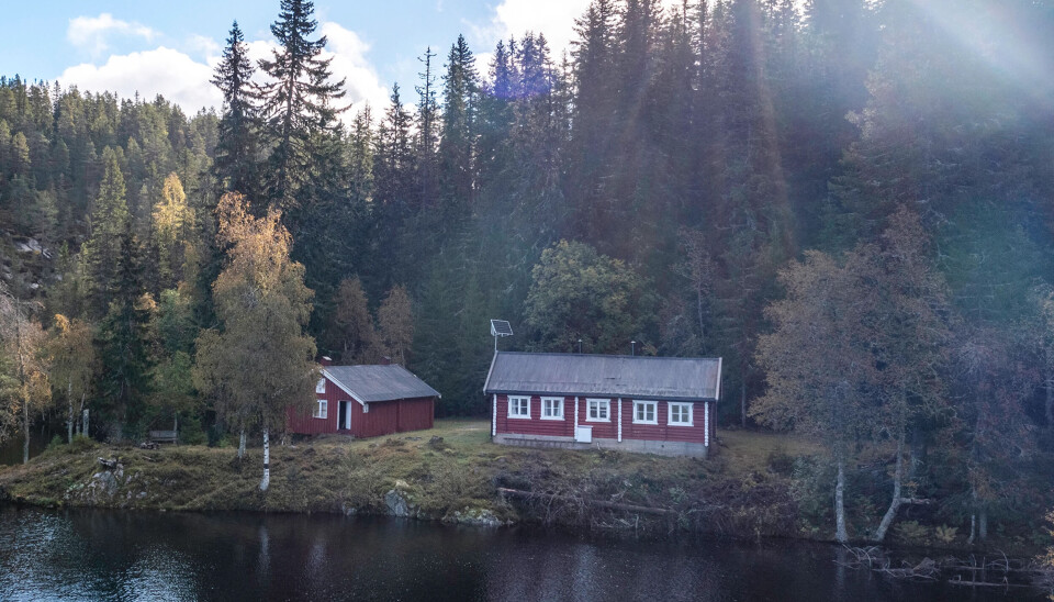 Hytta ligger fint til ved bredden av Vesle Nykjua.